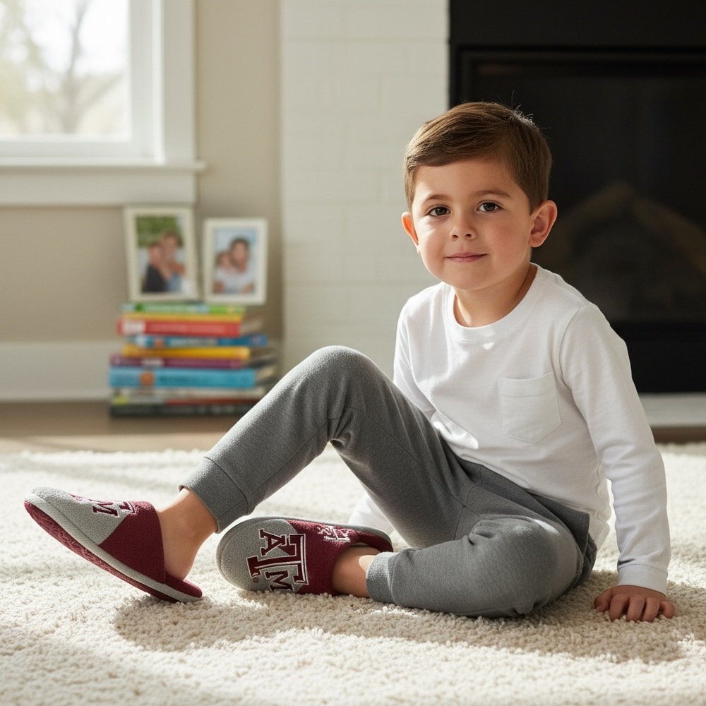 Maroon and Gray Texas A&M Slippers